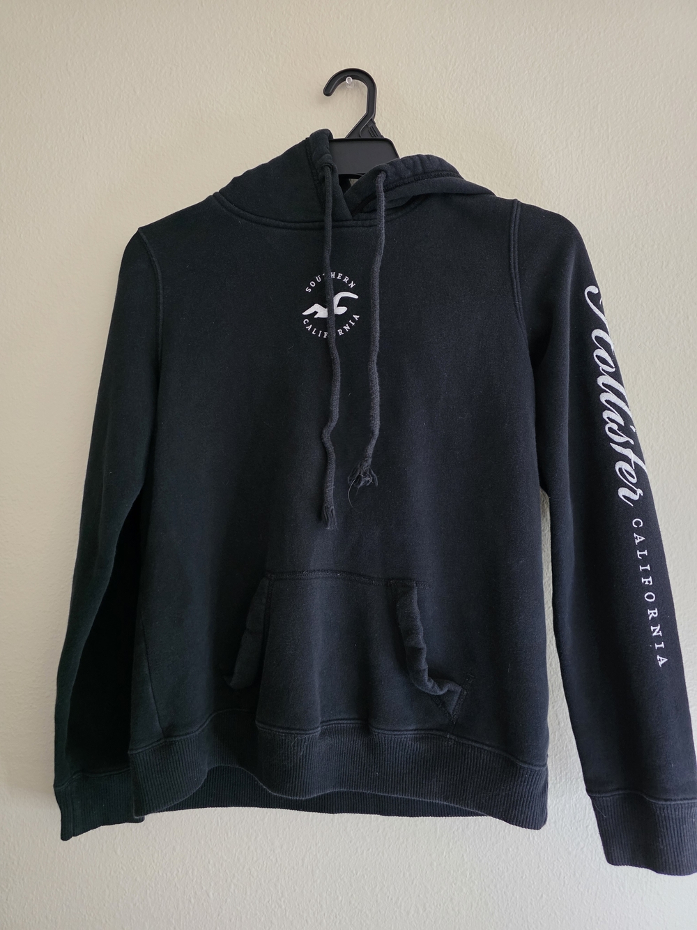 Hollister Black Hoodie with White Logo Tag